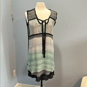 Black and White High Low Dress with Scoop Neckline